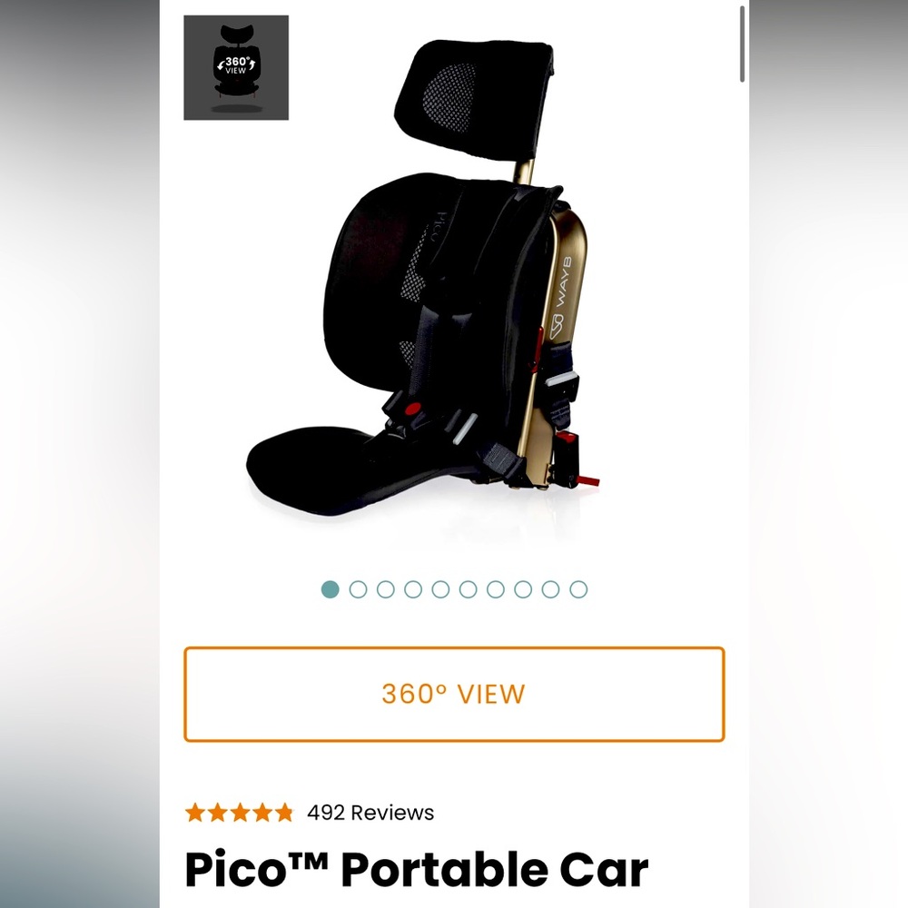 Wayb Pico Portable Car Seat in Earth with Bag